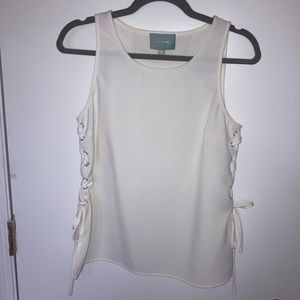 SKIES ARE BLUE- White tank with tie detail on sides- SIZE SMALL